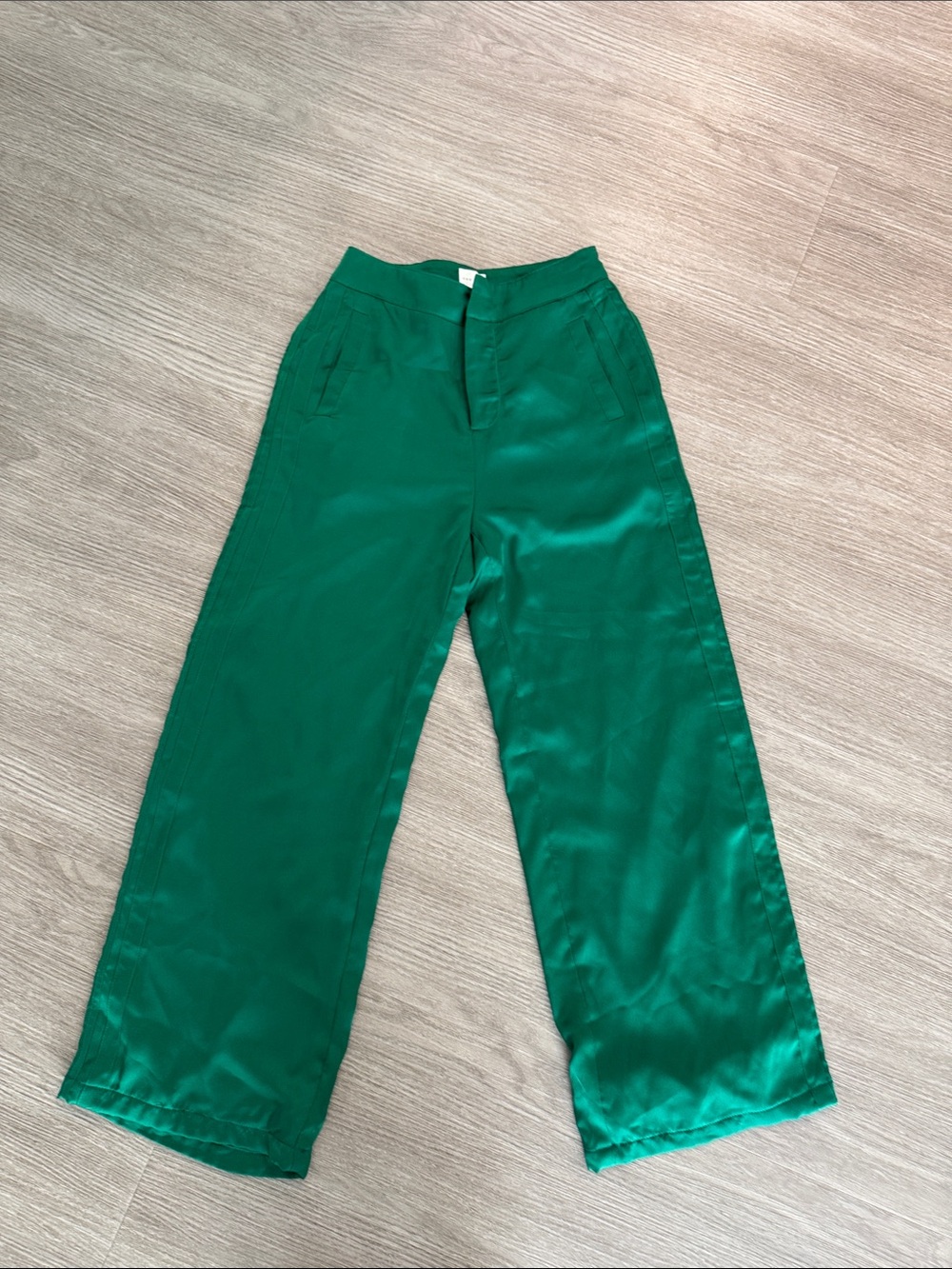 Emerald Green Wide Leg Satin Pants